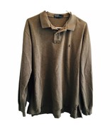 VTG Polo Ralph Lauren Shirt Long Sleeve Men XL Khaki Tan Preppy Quarter ... - $23.70