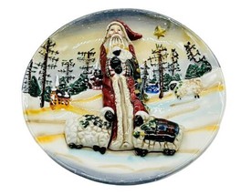 Ganz Christmas Santa Shepherd Sheep Plate 3D 5 inch Vintage - £9.74 GBP