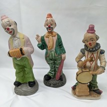 Set Of (3) Vintage 7.5&quot; Porcelain Street Clowns  With Instruments And Club - €9,63 EUR