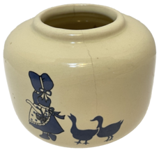 Vintage Holly Hobbie and Geese Small Ceramic Bud Vase Blue and Ivory 2.5 x 3 in - £13.77 GBP