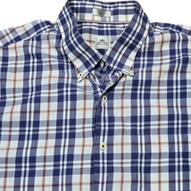 Peter Millar Crown Men’s XL Blue Plaid Cotton Button Down Dress Shirt - $18.76