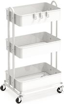 3-Tier Heavy Duty Rolling Utility Cart in White - Durable &amp; Stylish Storage - $88.06