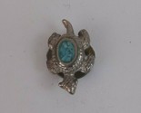 Vintage Silver Turtle with Blue Gem Shell .5&quot; Lapel Hat Pin - £6.51 GBP