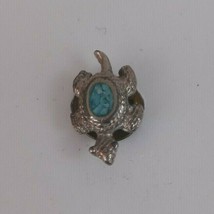 Vintage Silver Turtle with Blue Gem Shell .5&quot; Lapel Hat Pin - £6.59 GBP