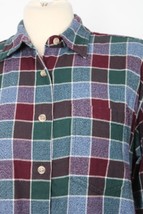 Vtg 90s Bill Blass Jean 8 Multi Plaid Check Flannel Long Sleeve Button Top Shirt - £25.29 GBP