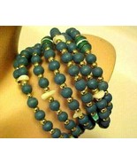 Beaded Turquoise Blue Wrap Bracelet Glass &amp; Plastic Beads - £7.05 GBP