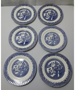 6 Vtg Barratts of Staffordshire England Blue Willow Dinner Plates Asian ... - £31.46 GBP
