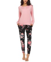 Flora by Flora Nikrooz Womens T-Shirt and Pajama Pants Set,Dark Pink,Large - £51.27 GBP