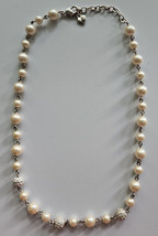 Vintage Carolee Silvertone Rhinestone Beads &amp; Faux Pearl 16&quot; Necklace SK... - £19.51 GBP