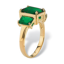 PalmBeach Jewelry Emerald-Cut Birthstone Gold-Plated Ring-May-Emerald - £25.83 GBP