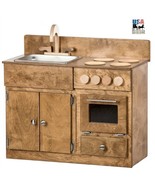 KITCHEN SINK STOVE &amp; OVEN Amish Handmade Wood Play Furniture Harvest Fin... - $10,082.00 MXN