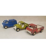 Vintage 1969 TootsieToy Red Fire Chief Pick Up Truck, Blue Van &amp; Green Jeep - $46.71 CAD