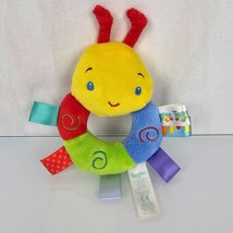 Taggies Stuffed Plush Caterpillar Rainbow Rattle Baby Toy with Ribbon Tags - £19.46 GBP