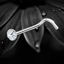 925 Sterling Silver Single Clear Crystal Nose Stud Screw Pin Elegant Jew... - $164.92 MXN