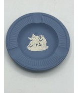 Wedgwood Blue Jasperware 4.5" Round Pegasus Ashtray Trinket Dish England Vintage - $12.16