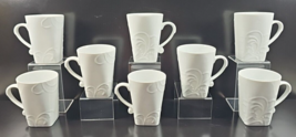 8 Corelle Cherish Mugs Set Corning Coordinates White Floral Emboss Drink... - $132.53