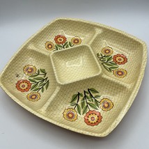 Vtg Yellow Orange Flower Power Snack Vegetable Dip Serving Tray 1960s Ga... - £11.15 GBP