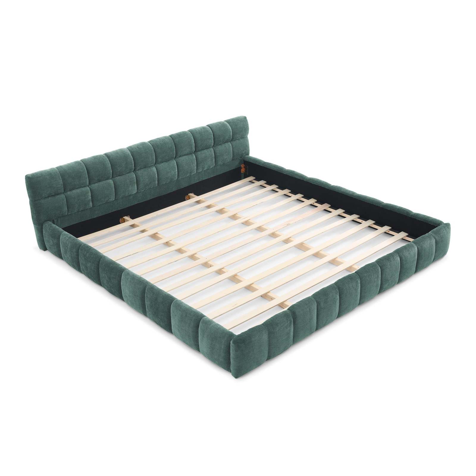 California King Chenille Platform Bed - No Box Spring - Blue Green Item image 9