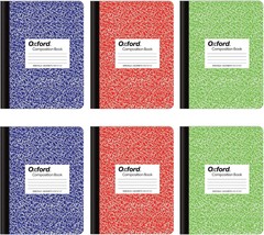 Oxford Composition Notebook 6 Pack, Assorted Marble Covers, 2 Each: Blue, Green, - £27.73 GBP