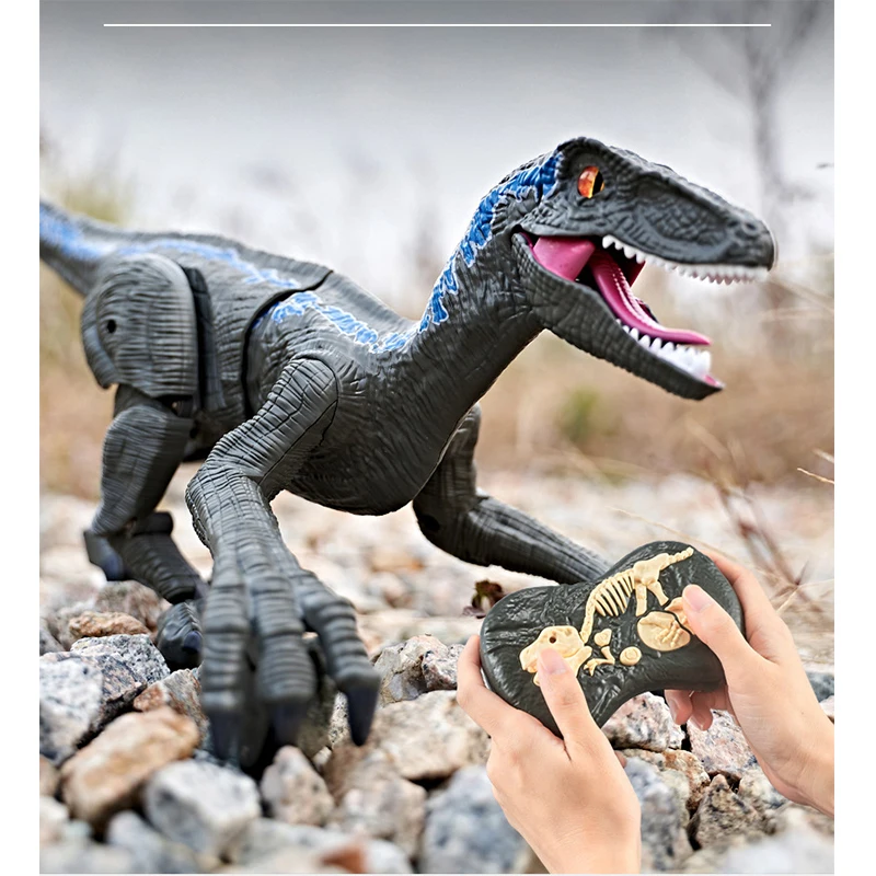 Toys RC Animal Model Electric Dinosaur Raptor Velociraptor Remote Control Roar - £59.35 GBP