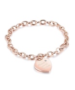 14K Rose Gold Plated Love Heart Charm Bracelet for Women - £8.80 GBP
