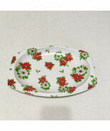 Vintage plastic Christmas poinsettia cookie snack holiday oval serving tray - €17,09 EUR