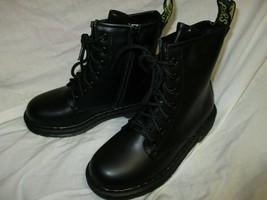 Dream Pairs Fight-1K Girls Leather Lace Up Heeled Boots 7&quot; Tall Size (2) C-Black - £31.45 GBP