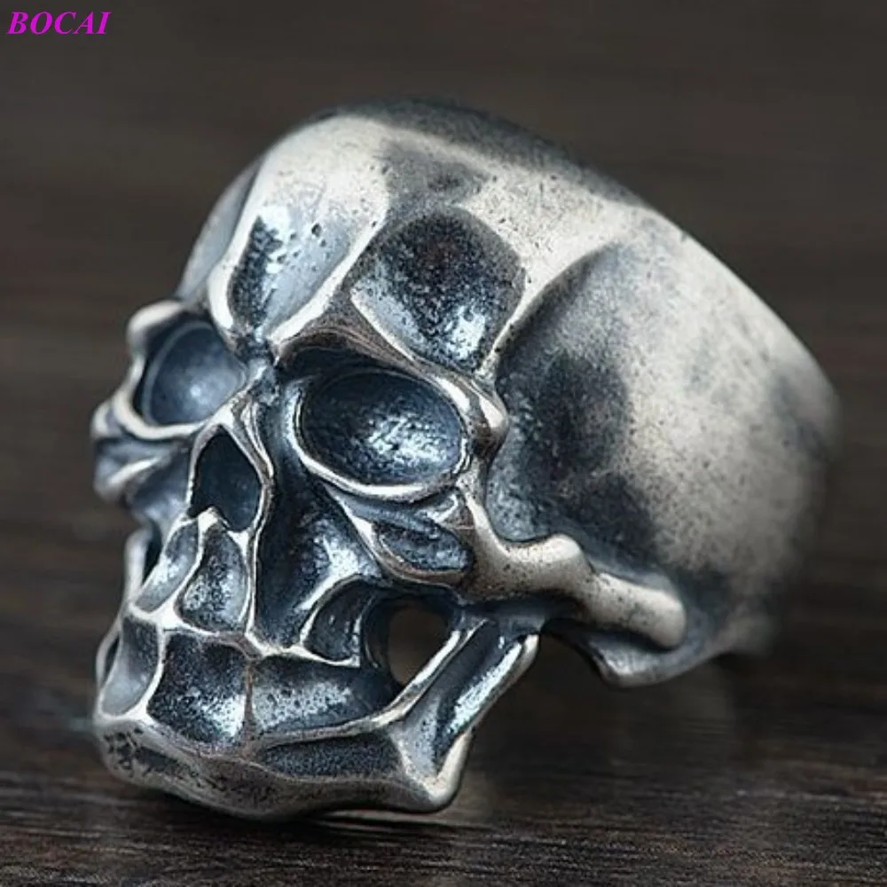 S925 Sterling Silver Rings for Men Retro Thai Silver Craft Opening Punk ... - £54.38 GBP