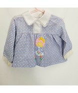 Vintage Girls Top Size 2 Embroidered Applique Rosettes Gingham Blue Pete... - $13.35 CAD