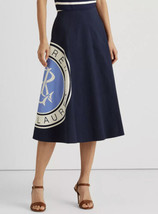 Lauren Ralph Lauren A-Line Skirt Size: 10 New Ship Free Logo Navy Cotton Canvas - £117.33 GBP