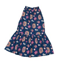 Marine Layer Corinne Batik Floral Cotton Maxi Skirt Ruffle Blue Pink Size Small - £30.66 GBP