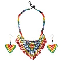 Bohemia Jewelry Sets Colorful Resin Beads Tassel Pendants Necklace Choker Drop E - £26.16 GBP
