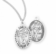 St. Christopher Women&#39;s Sterling Silver Soccer Medal Necklace - £47.96 GBP