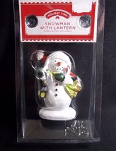 Small Christmas Village figurine Snowman with Lantern Holiday Time - $5.95