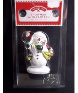 Small Christmas Village figurine Snowman with Lantern Holiday Time - $5.95