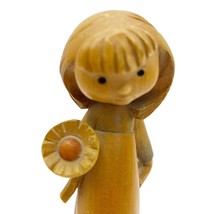 Vintage Siegfried Hafner 1960s Girl and Flower Wooden Italian Anri Doll Handmade - £36.87 GBP