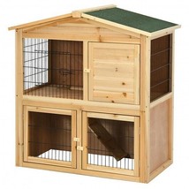 35 Inch Wooden Chicken Coop with Ramp - Color: Natural - £171.94 GBP