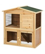 35 Inch Wooden Chicken Coop with Ramp - Color: Natural - £169.27 GBP