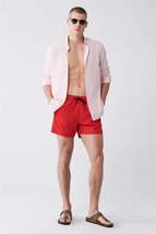 Men&#39;s Red Quick Dry Standard Size Straight Swimwear Marine Shorts E003801 - £23.59 GBP