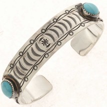 Navajo Sterling Silver Turquoise Cuff Bracelet s8-8.5 Matthew McConaughe... - $385.11
