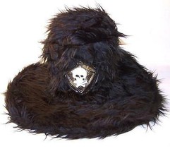 1 New Rock And Roll Fuzzy Black Hat With Skull And Cross Bones New Party Costume - £7.43 GBP