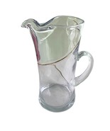 Vintage Blown Glass Cocktail Pitcher Pinched Lip Draping Gold Accent Tri... - £55.16 GBP