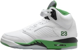 Jordan Womens Air Jordan 5 Retro Basketball Sneakers,8.5,White/Lucky Gre... - £201.23 GBP