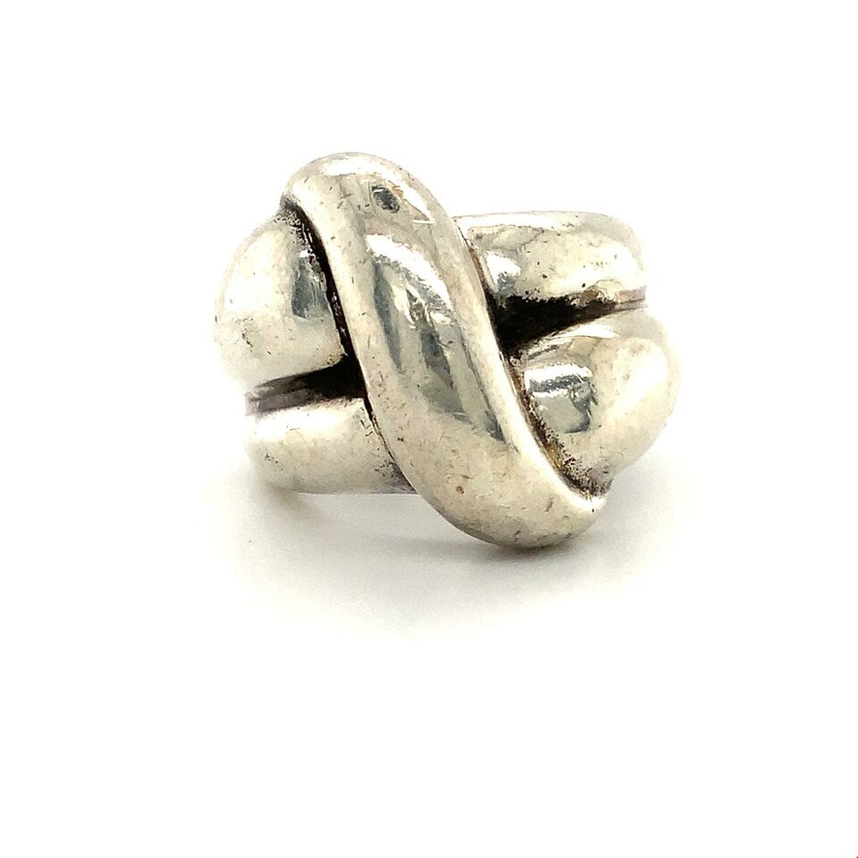 Primary image for Vintage Signed Sterling Silver Chunky Polish Twist Knot Design Ring Band size 9