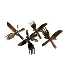 Set of 4 vintage napkin rings utensils silverware fork knife from Loire ... - $717.53 MXN