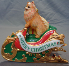 Danbury Mint MBI First Annual Santa&#39;s Helper Pomeranian Dog Porcelain Ornament - £19.65 GBP