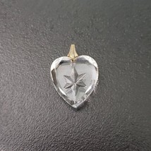 Vintage Pendant - Clear Heart with Engraved Star - No Chain Included - $14.99