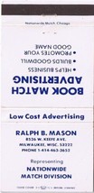 Matchbook Cover Ralph B Mason Milwaukee Wisconsin Book Matches - $2.88