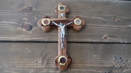 Bethlehem Olive Wood Holy Essences Relics Capsules Crucifix Jerusalem Ch... - $14.25