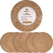 Natural Round Woven Placemats Set of 6 Straw Braided Rattan Placemats  13.5&quot; NEW - £32.00 GBP